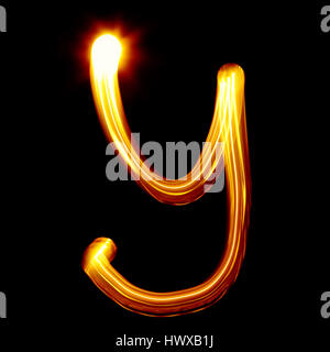 Y - Created by light alphabet - lower case character Stock Photo