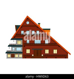 Wooden house isolated on white . Vector Stock Vector