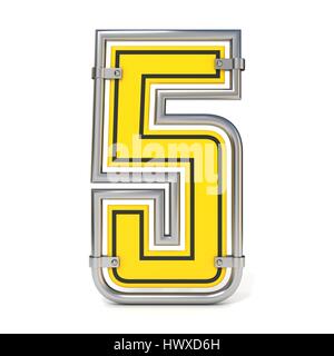 Framed traffic road sign FONT number 5 3D render illustration isolated on white background Stock Photo