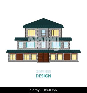 Vector illustration of a country house in a flat style House icon ...