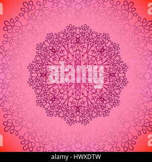 Pink Circle Lace Ornament,  Stock Vector