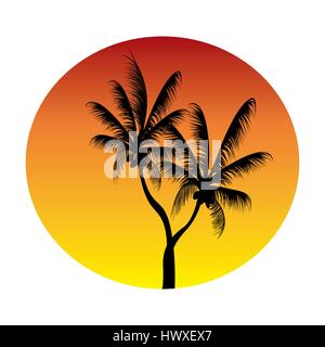 palms set in a circle of the  moon Stock Vector