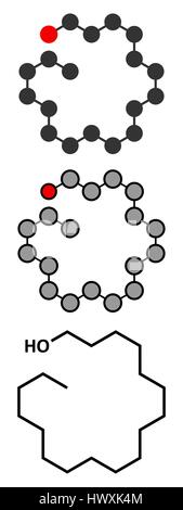 Stearyl alcohol molecule. Constituent of cetostearyl alcohol (cetearyl  alcohol, cetylstearyl alcohol). Skeletal formula. Stock Vector