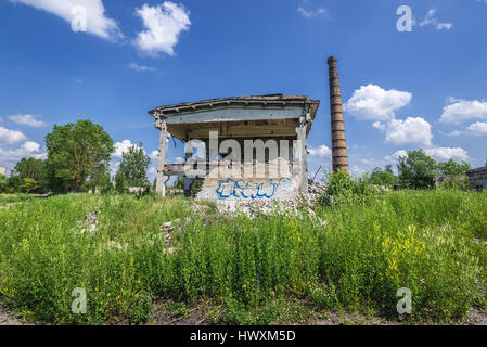 Ruins of thermal power station in Skrunda-1 ghost town, former site of Soviet Dnepr radar station from Cold War period near Skrunda town in Latvia Stock Photo