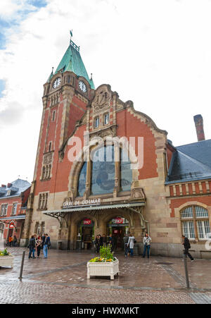 COLMAR, FRANCE - MAY 2, 2013: Gare de Colmar - the railway station in Colmar city, Haut-Rhin departement of Alsace, France. The same building's design Stock Photo