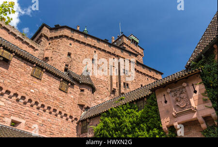 Walls of Haut-Koenigsbourg castle in Alsace, France Stock Photo