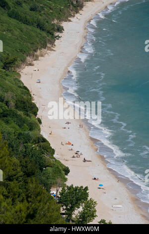 The beach of mezzavalle in the bay of Portonovo in the Conero Riviera, Italy Stock Photo