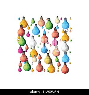 low poly light bulb. Square composition Stock Vector