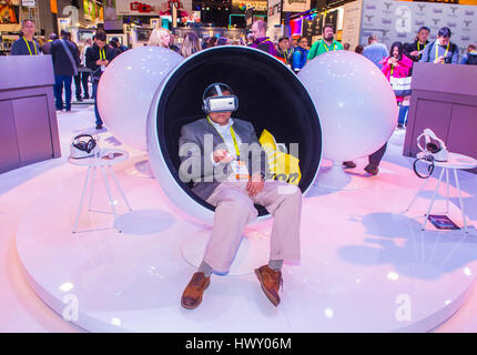 LAS VEGAS - JAN 08 : The Huawei booth at the CES show in Las Vegas on January 08 2017 , CES is the world's leading consumer-electronics show. Stock Photo