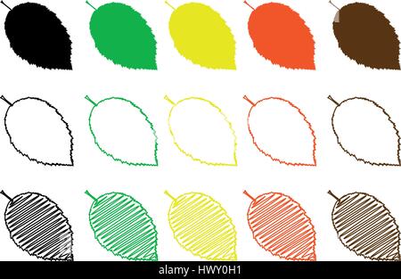 hornbeam leaf color set, Stock Vector