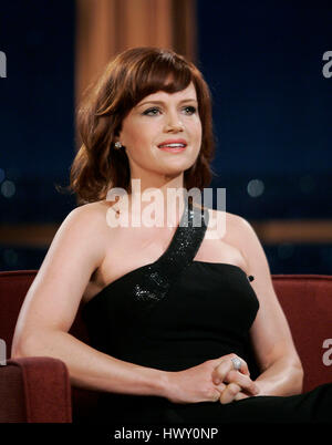 Actress Carla Gugino during a segment of the 'Late Late Show with Craig  Ferguson' at CBS Television City in Los Angeles, California on November 9, 2009. Photo by Francis Specker Stock Photo