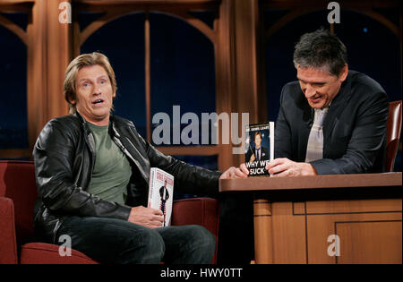 Actor Denis Leary, left, chats with host Craig Ferguson about his book during a segment of the 'Late Late Show with Craig  Ferguson' at CBS Television City in Los Angeles, California on October 28, 2009. Photo by Francis Specker Stock Photo