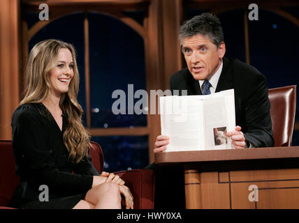 Actress Alicia Silverstone, left, chats with host Craig Ferguson about her book 'The Kind Diet'  during a segment of the 'Late Late Show with Craig  Ferguson' at CBS Television City in Los Angeles, California on October 27, 2009. Photo by Francis Specker Stock Photo