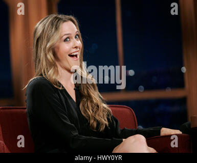 Actress Alicia Silverstone during a segment of the 'Late Late Show with Craig  Ferguson' at CBS Television City in Los Angeles, California on October 27, 2009. Photo by Francis Specker Stock Photo