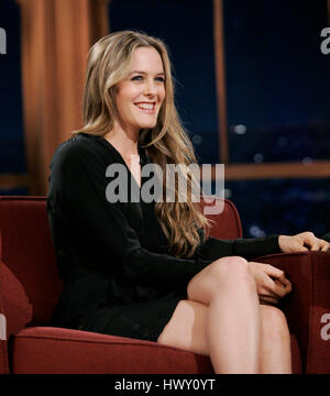 Actress Alicia Silverstone during a segment of the 'Late Late Show with Craig  Ferguson' at CBS Television City in Los Angeles, California on October 27, 2009. Photo by Francis Specker Stock Photo