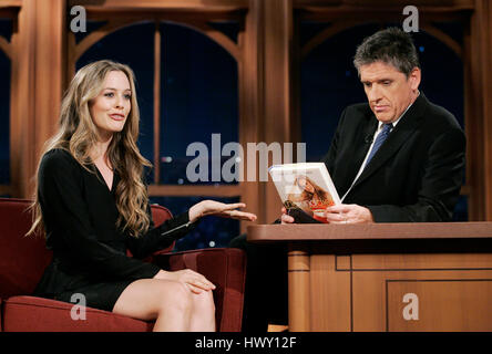 Actress Alicia Silverstone, left, chats with host Craig Ferguson about her book 'The Kind Diet'  during a segment of the 'Late Late Show with Craig  Ferguson' at CBS Television City in Los Angeles, California on October 27, 2009. Photo by Francis Specker Stock Photo