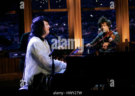 Singer Anohni aka Antony Hegarty of Antony and the Johnsons performs  during a segment of 'The Late Late Show with Craig Ferguson' at CBS Television City in Los Angeles, California, on April 20, 2009. Photo by Francis Specker Stock Photo