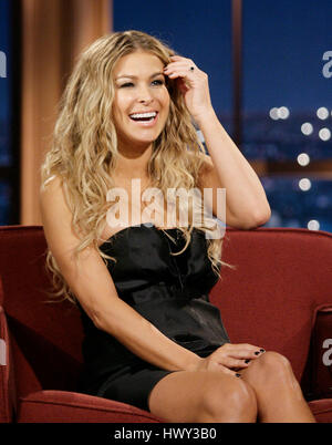 Actress Carmen Electra during a segment of 'The Late Late Show with Craig Ferguson' at CBS Television City in Los Angeles on Monday, Dec. 15, 2008. Photo by Photo by Francis Specker Stock Photo