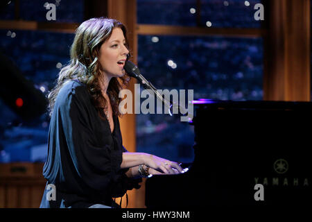 Sarah McLachlan performs during a segment of 'The Late Late Show with Craig Ferguson' at CBS Television City in Los Angeles on Wednesday, Nov. 12, 2008. Photo by Francis Specker Stock Photo