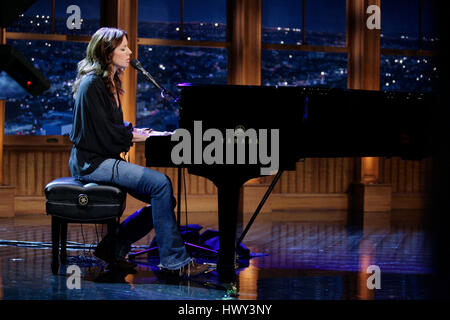 Sarah McLachlan performs during a segment of 'The Late Late Show with Craig Ferguson' at CBS Television City in Los Angeles on Wednesday, Nov. 12, 2008. Photo by Francis Specker Stock Photo