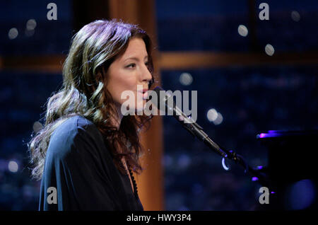 Sarah McLachlan performs during a segment of 'The Late Late Show with Craig Ferguson' at CBS Television City in Los Angeles on Wednesday, Nov. 12, 2008. Photo by Francis Specker Stock Photo