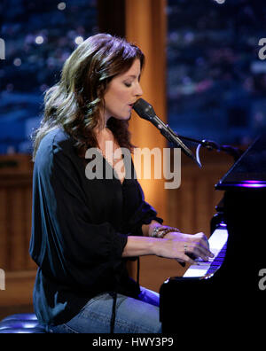 Sarah McLachlan performs during a segment of 'The Late Late Show with Craig Ferguson' at CBS Television City in Los Angeles on Wednesday, Nov. 12, 2008. Photo by Francis Specker Stock Photo