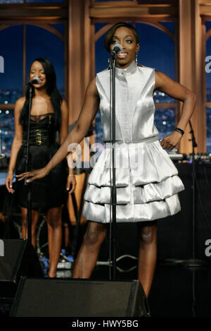 Singer Fanta Estelle Swaray aka Estelle, performs  during a segment of 'The Late Late Show with Craig Ferguson' at CBS Television City on April 30, 2008 in Los Angeles, California. Photo by Francis Specker Stock Photo