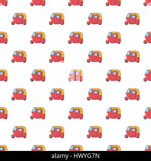 Tuk tuk taxi pattern, cartoon style Stock Vector