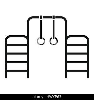 Horizontal bar with climbing rings and ladder icon Stock Vector