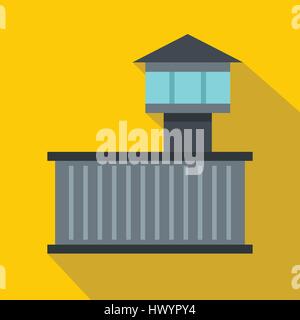 Prison tower icon, flat style Stock Vector