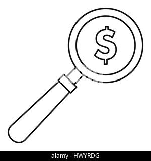 Magnifier icon, outline style Stock Vector