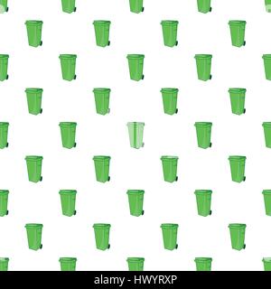 Trash can on wheels pattern, cartoon style Stock Vector