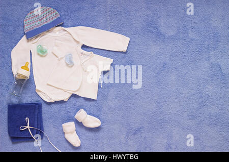 Layette for baby boy Stock Photo