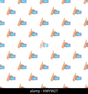 Smartphone in hand pattern, cartoon style Stock Vector