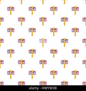 Selfie stick with mobile phone pattern Stock Vector