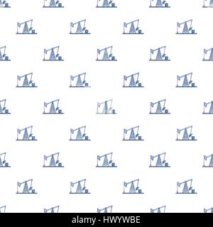 Oil rig pattern, cartoon style Stock Vector
