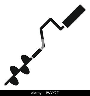 Hand operated ice auger icon, simple style Stock Vector