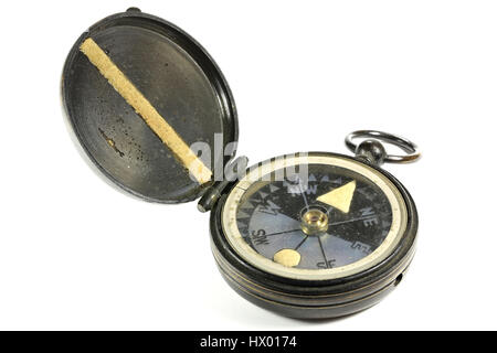 vintage portable compass isolated on white background Stock Photo