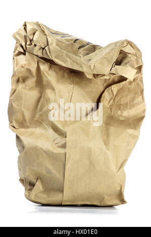 brown paper bag isolated on white background Stock Photo