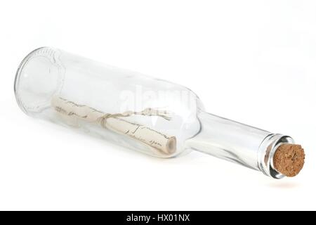 message in a bottle isolated on white background Stock Photo