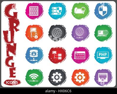 network icon set for web sites and user interface in grunge style Stock Vector