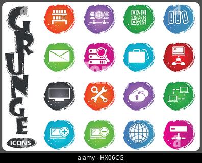 network icon set for web sites and user interface in grunge style Stock Vector