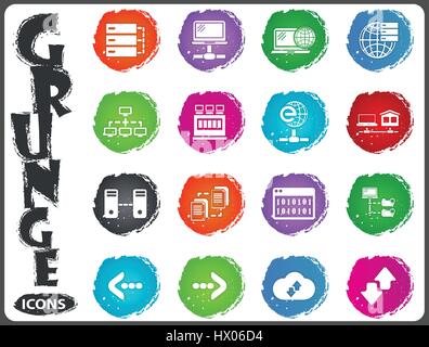 network icon set for web sites and user interface in grunge style Stock Vector