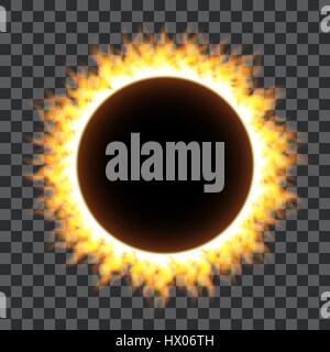 Burning fire circle on transparent background Stock Vector