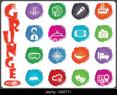 Travel icon set for web sites and user interface in grunge style Stock Vector