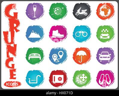Travel icon set for web sites and user interface in grunge style Stock Vector