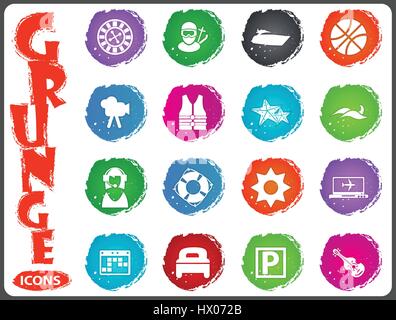 Travel icon set for web sites and user interface in grunge style Stock Vector