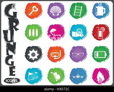 Travel icon set for web sites and user interface in grunge style Stock Vector