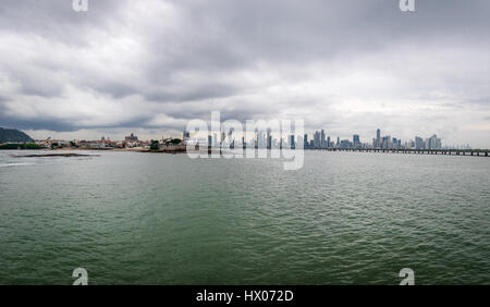 Panoramic view of old and new Panama City - Panama Stock Photo