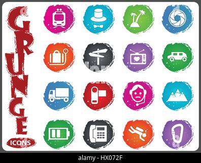 Travel icon set for web sites and user interface in grunge style Stock Vector